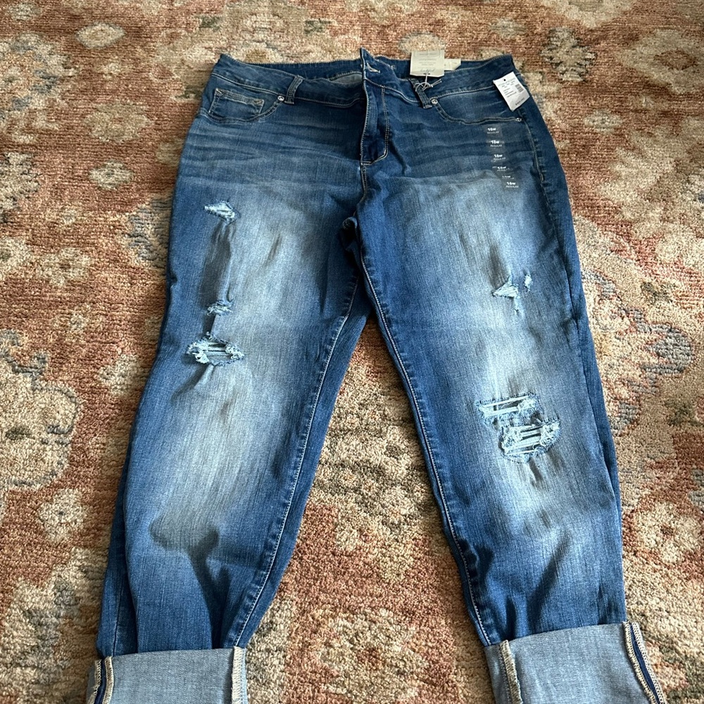 Maurices Distressed Boyfriend Jeans in Blue